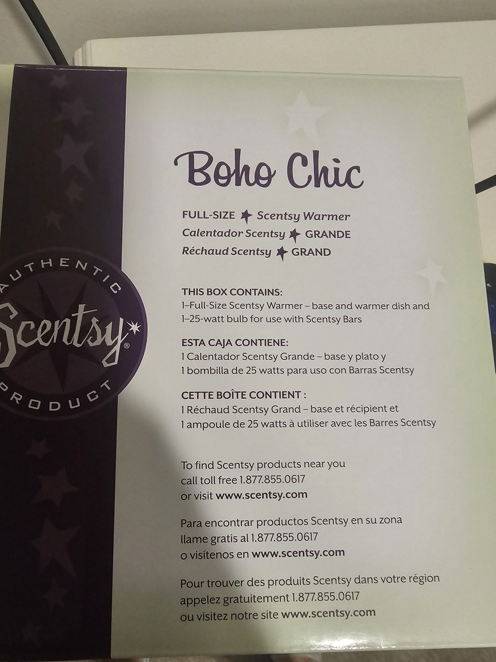 Scentsy Boho Chic Warmer Box - Purple and White